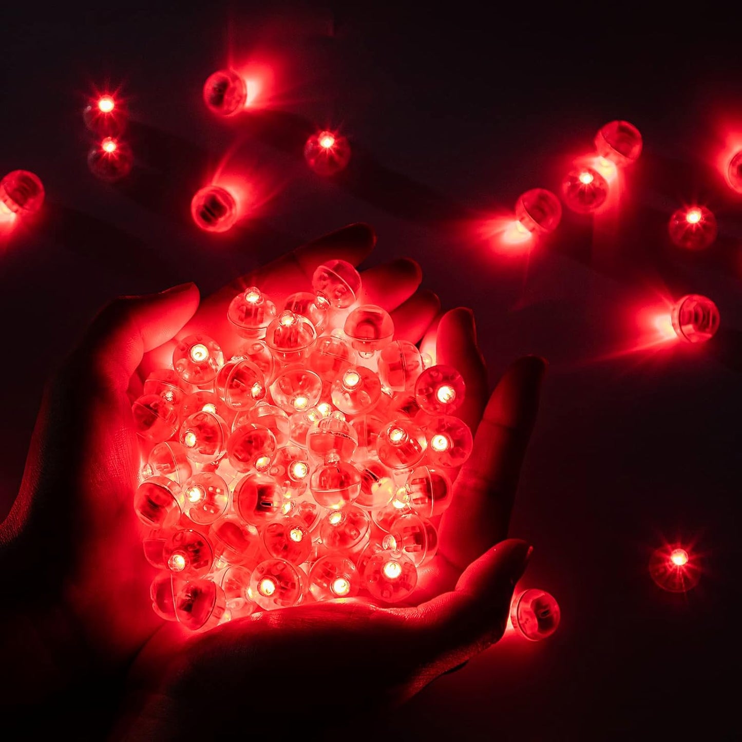 100pcs Red LED Balloon Light, Mini Led Lights Small Round Led Ball Lamp for Paper Lantern Balloon Indoor Outdoor Party Event Fun Birthday Party Wedding Decoration Supplies