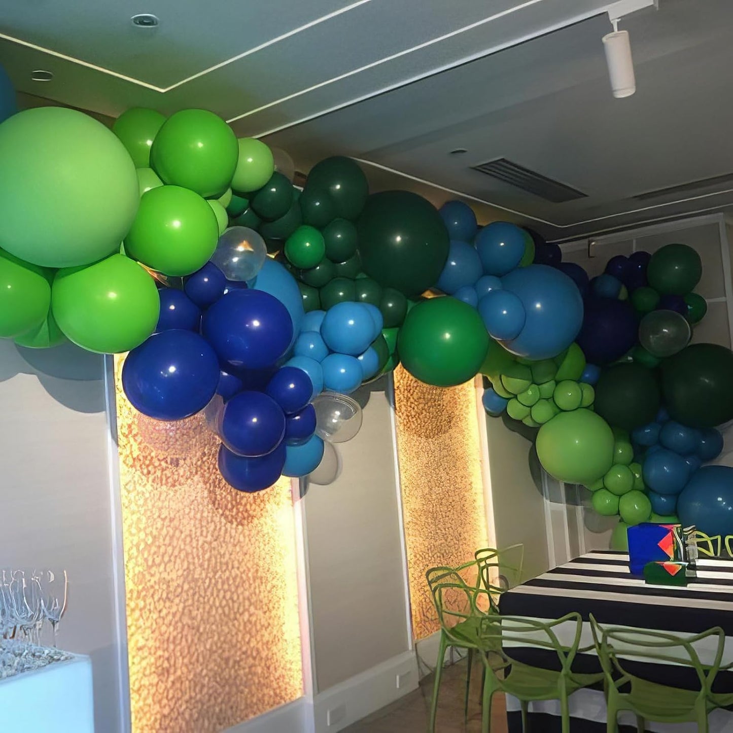 Blue and Green Balloons, Dark Green Metallic Balloons and Royal Blue Balloon, Metallic Blue Green Confetti Balloon for Boy Birthday Baby Shower Jungle Safari Theme Wedding Party Supplies