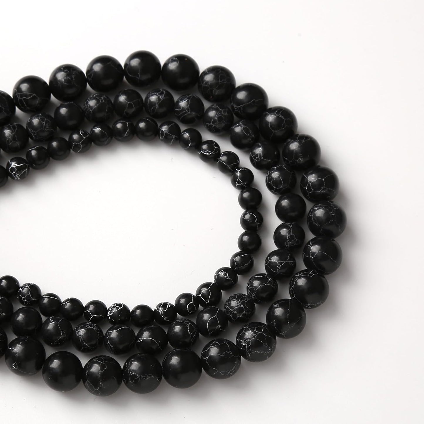 Black Turquoise Stone Beads Gemstone Round Crystal Energy Jade Beads Stone Beads for Jewelry Making DIY Bracelet Necklace Jewelry Making 1 Strand 15.5inch 31PCS 12MM