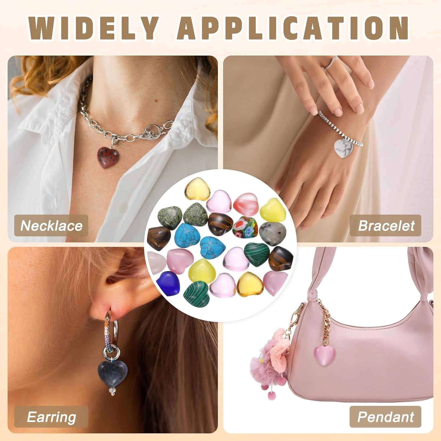 PATIKIL 20 Pcs Natural Heart Shaped Crystal Stone, 0.6 Inch Mini Polished Love Gemstone Crystal, Pocket Rock Engraved Worry Stones for Women Gifts Meditation, Light Red