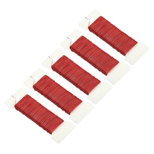 MECCANIXITY 190 Yards/575 Feet 27 Gauge Metal Floral Wire Red Flexible Paddle Thin Floral Wires for Craft, Christmas Wreath, Flower Arrangement, Wedding, Total 5 Roll