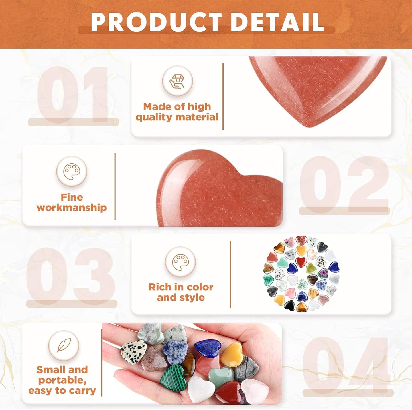 Nuenen 40 Pcs 0.8 Inch Worry Stone Bulk Crystals Heart Shaped Rock Tiny Trinkets Stone Inspirational Healing Crystal Gemstone Love Carved Rock Mom Women