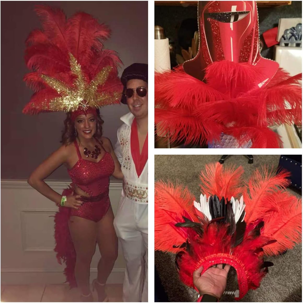 12pcs Natural Bright Red Ostrich Feathers 12-14inch (30-35cm) for Wedding Party Centerpieces，Flower Arrangement and Home Decoration.