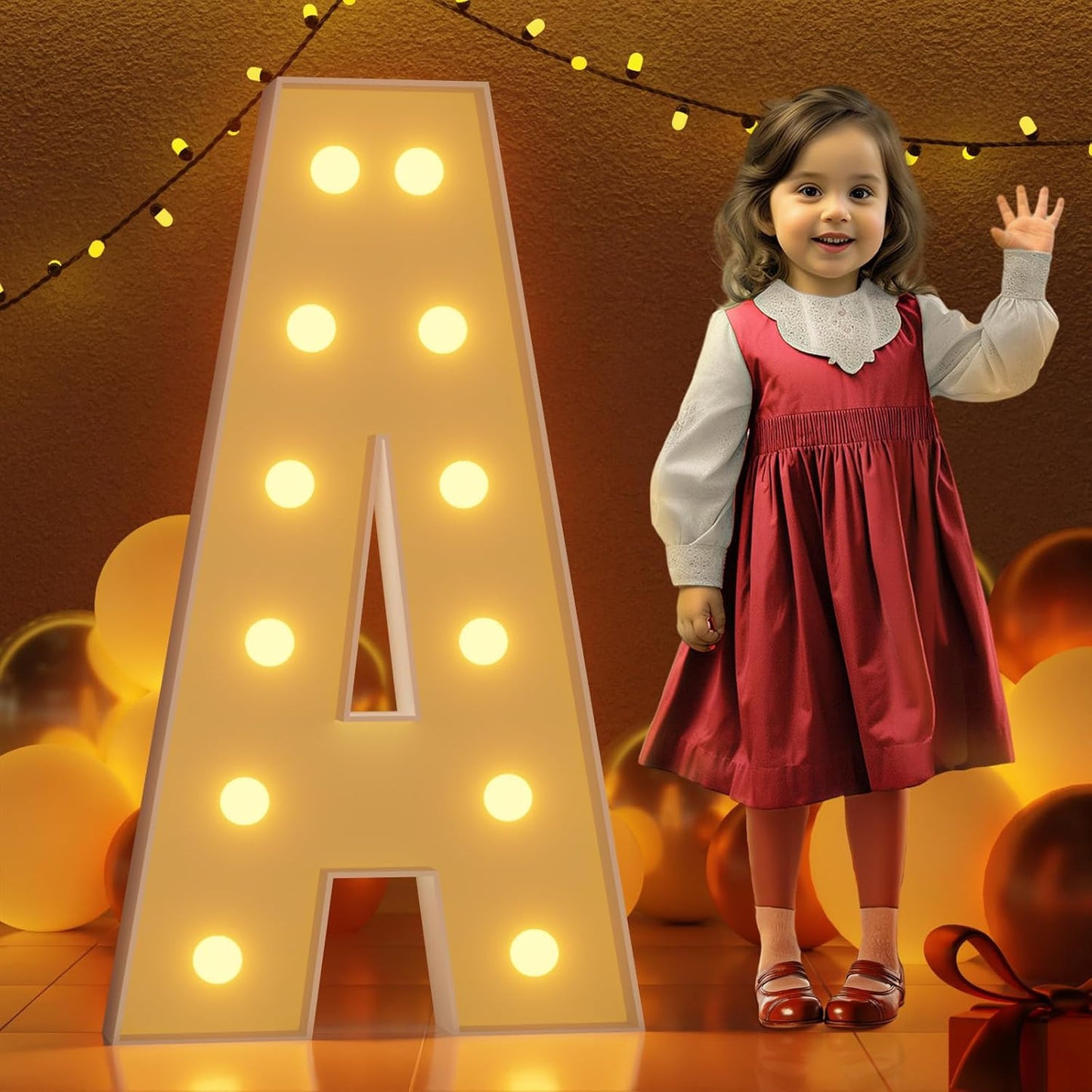 imprsv 4FT Marquee Light Up Letters A, Large Light Up Letters for Baby Shower Anniversary Weeding Room Decor, Big Letters for Party Decorations, Marry Me Light Up Letters, Foam Letter, Kids' Mosaic