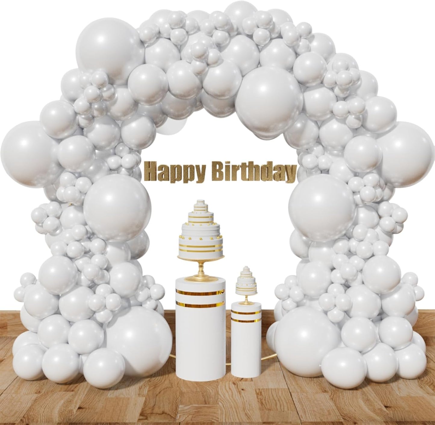 KAWKALSH White Balloon Arch Kit 111Pcs 18 12 5 Inch Latex Party Balloons Garland for Birthday Baby Shower Wedding Engagement Anniversary Christmas Party Decorations