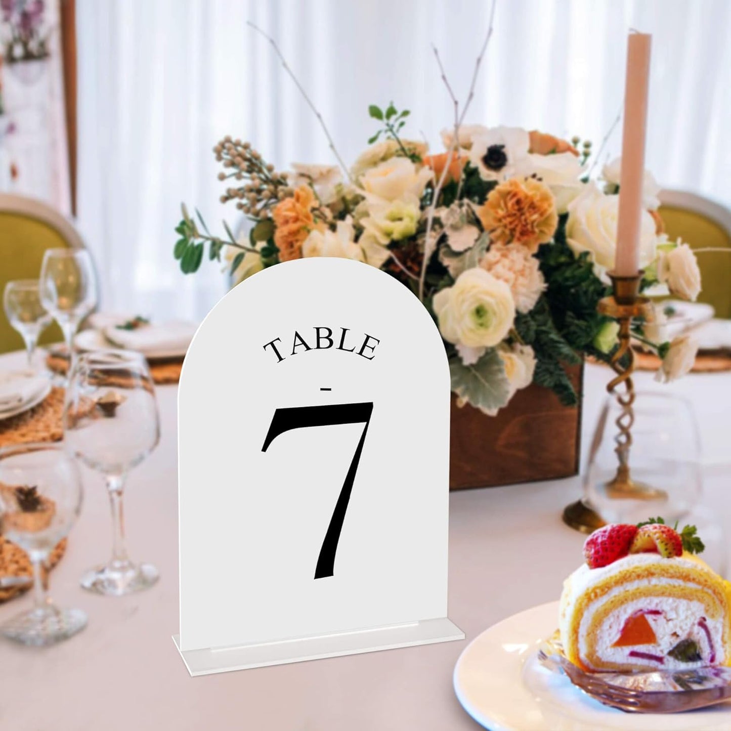 JOYIT Arch Wedding Table Numbers 1-10 with Stands – Double-Sided Printed 5" X 7" Acrylic Signs with White Background and Black Text, Perfect for Wedding Receptions, Parties, Anniversaries, and Events