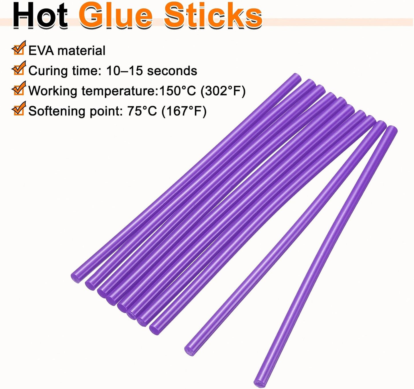 HARFINGTON 10pcs Hot Glue Sticks 0.28" Dia x 3.94" Long EVA Mini Hot Melt Adhesive Glue Stick for Hot Melt Gun Wood Plastic Glass Flowers Fabrics Foam, Purple