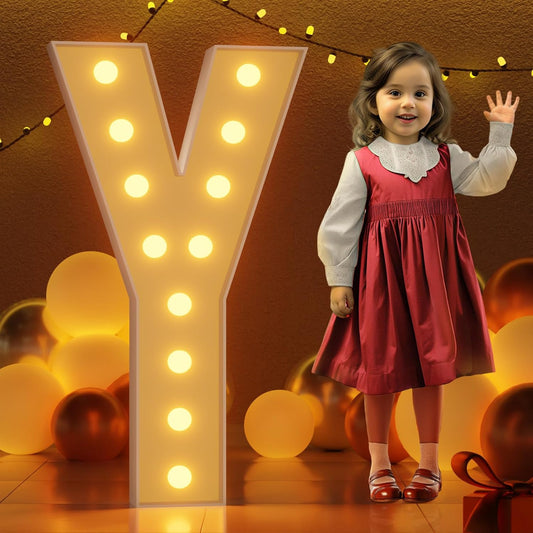 Marquee Letters 4 Feet Tall Large Light Up Letters Y Baby Shower Decorations Marry Me Engagement Party Decor Yellow Light Birthday Decorations Balloon Arch Kit Foam Sign Y