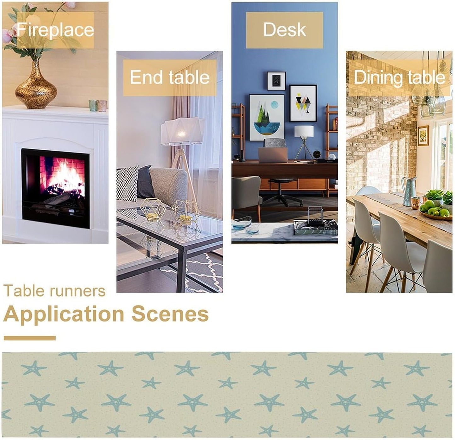 Sea Turtle Table Runner Marine Life Starfish Nautical Blue Green Ocean Theme Kitchen Table Decorations for Indoor Outdoor Home Party Decorations 13 * 90 Inch