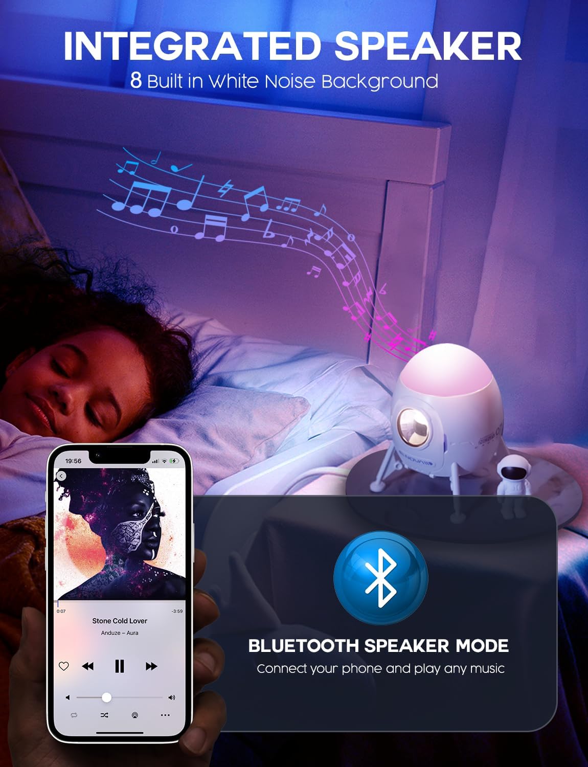 Lumoonosity Astronaut Projector - Aurora Borealis Light Projector for Moon Spacecraft Astronaut Decor - USB Powered Astronaut Space Northern Lights Projector - Space Projector for Bedroom, Game Room