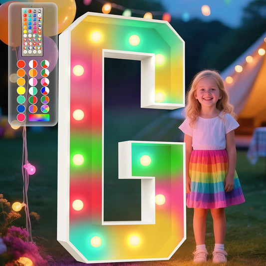Ledido 4FT Marquee Light Up Letters, 34 Colors Changing Marquee Letter 4 Feet Tall with Remote, Big Letters for Party Wedding Graduation Birthday Decorations, Large Light Up Letter G