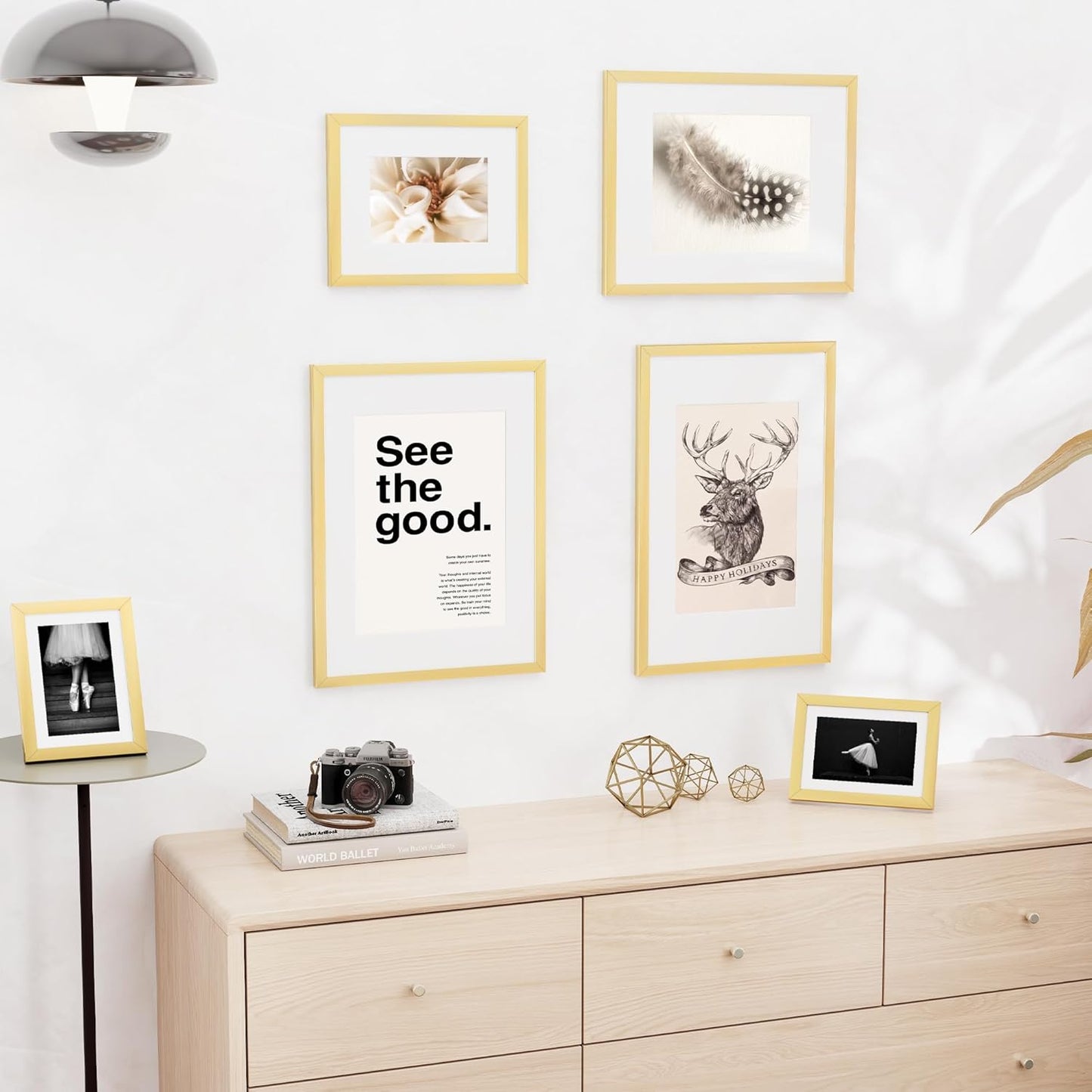 5x7 inch Picture Frame, 5x7 Photo Frames with 4x6 Removable Mat - High Definition Plexiglass - Vertical and Horizontal Display - Wall Hanging Frame - Gold, 12 Pack