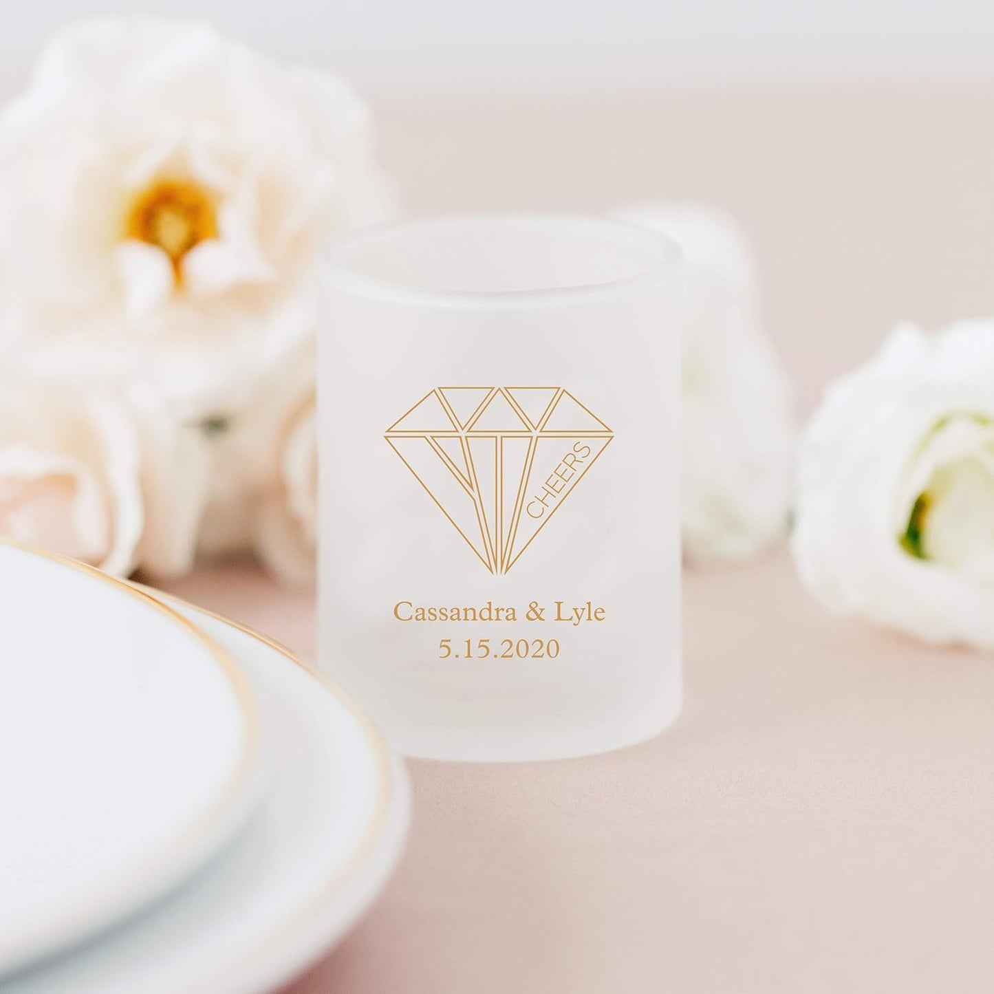 WEDDINGSTAR Personalized 3oz Frosted Shot Glass Customizable Full Color Print - 156 pack