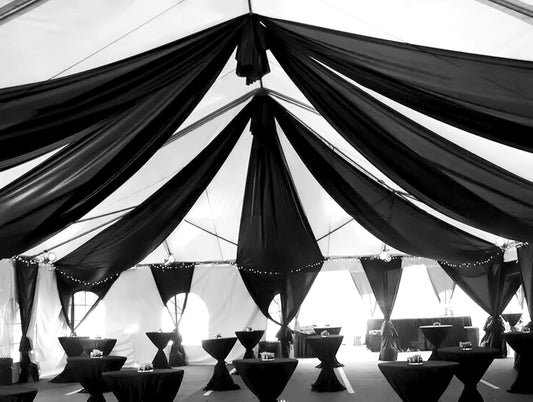 6 Panels Black Ceiling Drapes 5ftx20ft Wedding Chiffon Fabric Arch Draping Sheer Curtains Soft Drapery for Party Ceremony Stage Swag Decorations