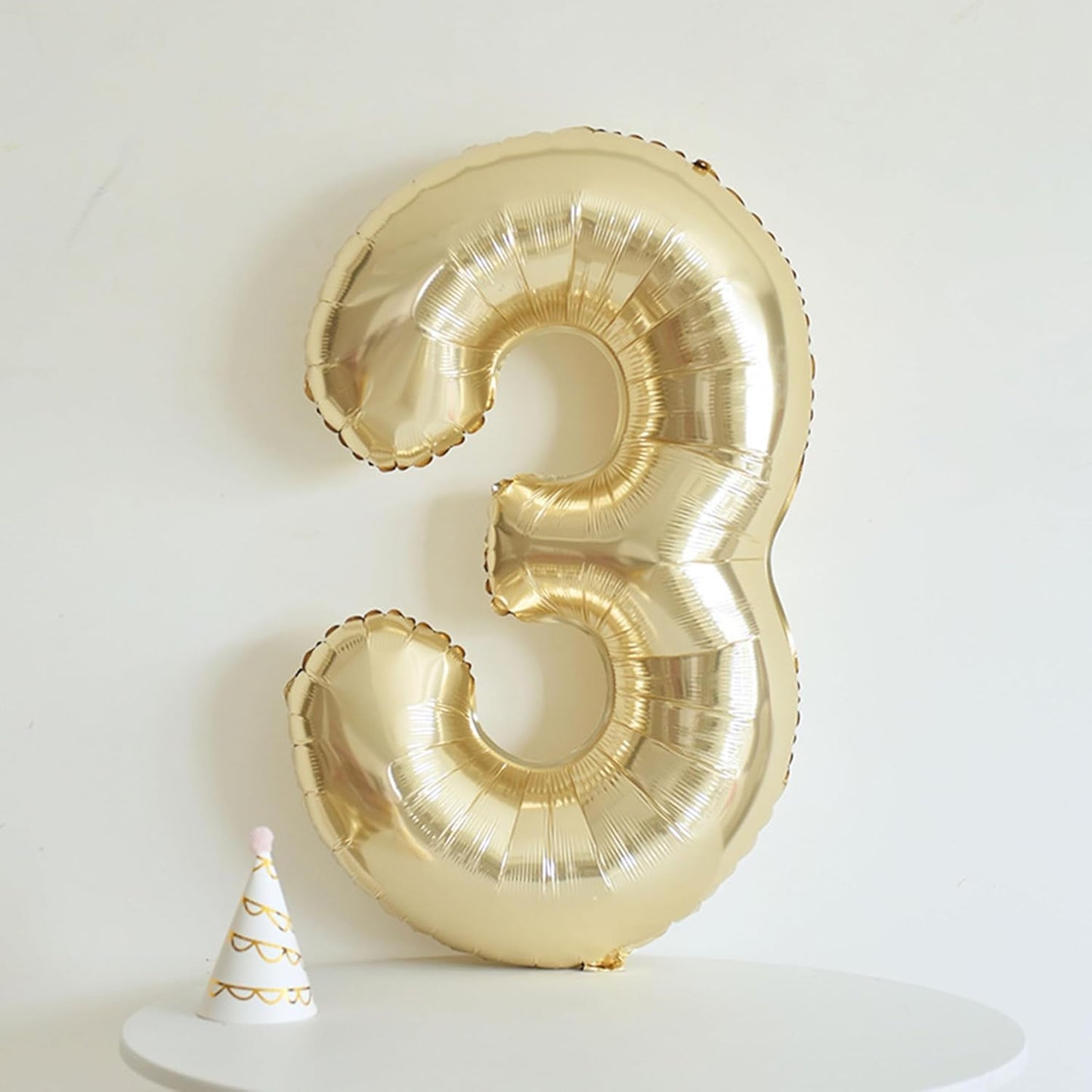 Number 3 Balloon 40 Inch, Big Large Foil light gold Number Balloons, Jumbo Giant Mylar Number 3 Balloons for 3 Year Old Birthday Party Decorations (Number 3)