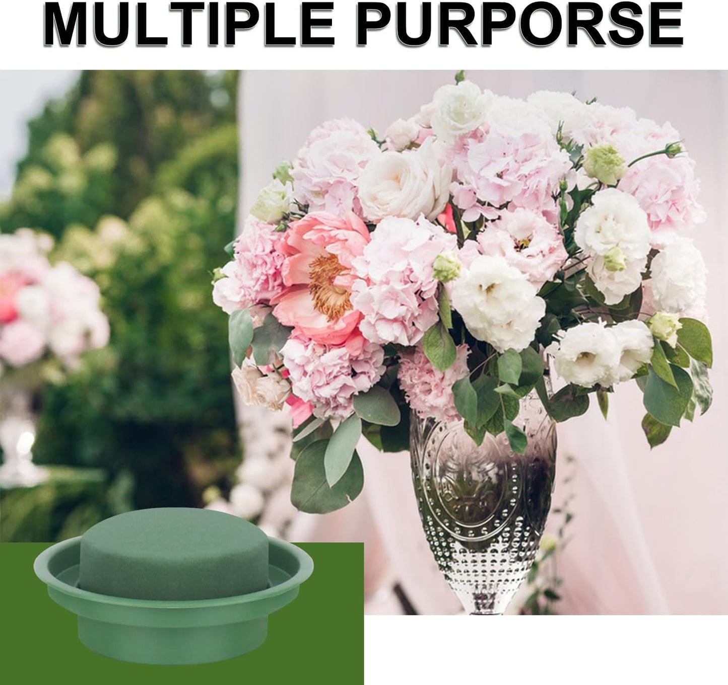 16 Packs Floral Foam with Bowl, Versatile Round Wet Foam for DIY Flower Arrangements and Event Decors - Long-Lasting Green Round Flower Foam Block by IHDYPPEW