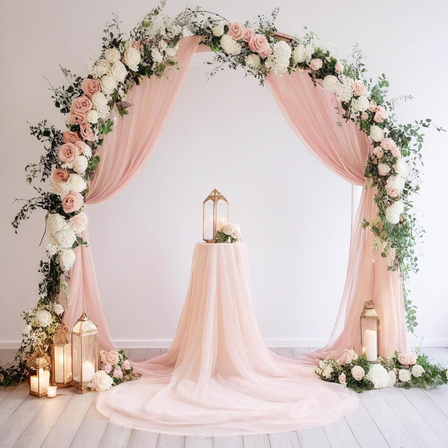 DUOBAO Peach Chiffon Backdrop Curtain-2 Panels 29"x120" Wedding Chiffon Backdrop Drapes Polyester Chiffon Fabric Drapes Birthday Backdrops Voile Window Curtain Photography Backdrop (29''x120''x2pcs)