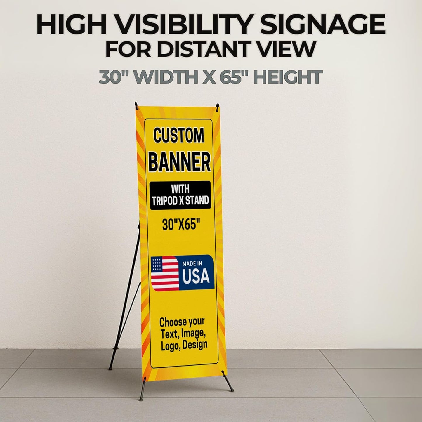 Custom Banner With X Stand By Dreamcontroller(30" X 65") | Personalized X Banner Stand For Advertising, Stores, Tradeshow, Restaurant, Event, Birthday & Party | Made In Usa | Fast Delivery | Hd Print