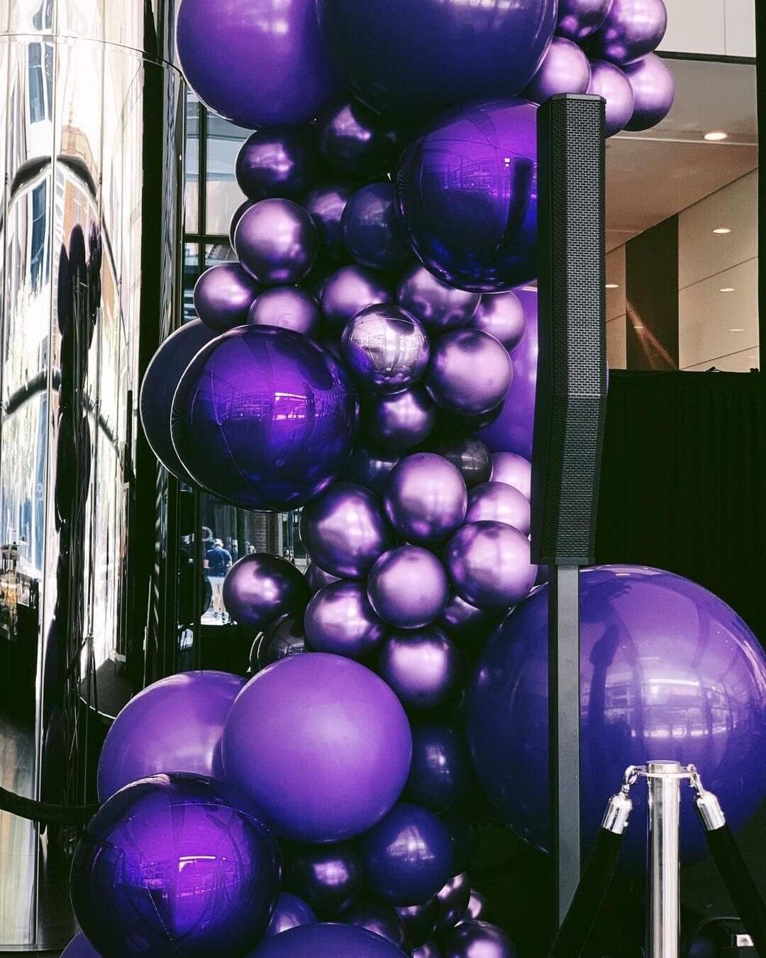 6 Pack 22 Inch 4D Purple Balloons Big Round Foil Balloons Purple Metallic Balloons for Wedding Birthday Bridal Shower Baby Shower Decorations Party Supplies