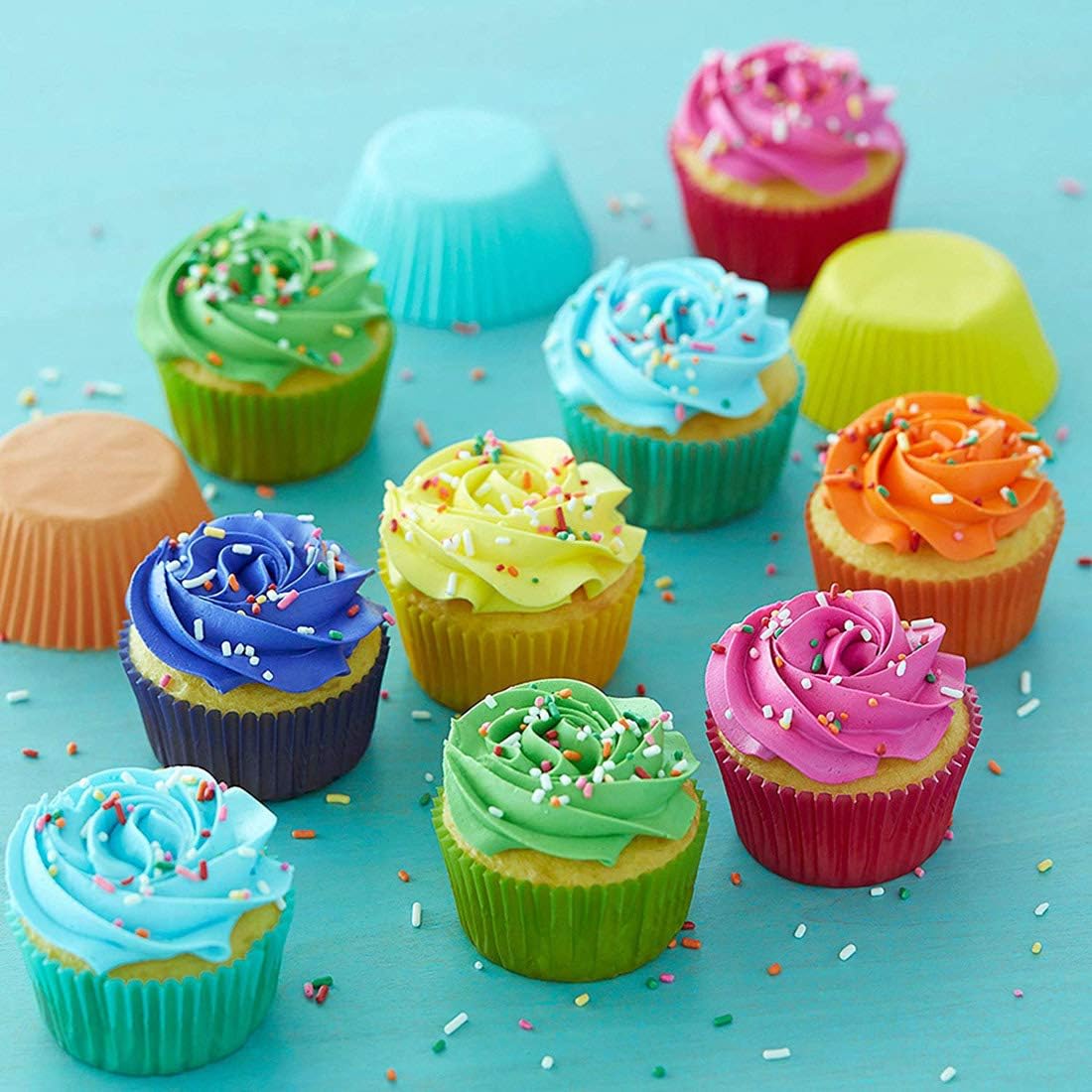 Gifbera Colored Mini Paper Cupcake Liners Vibrant Muffin Baking Cups 400-Count