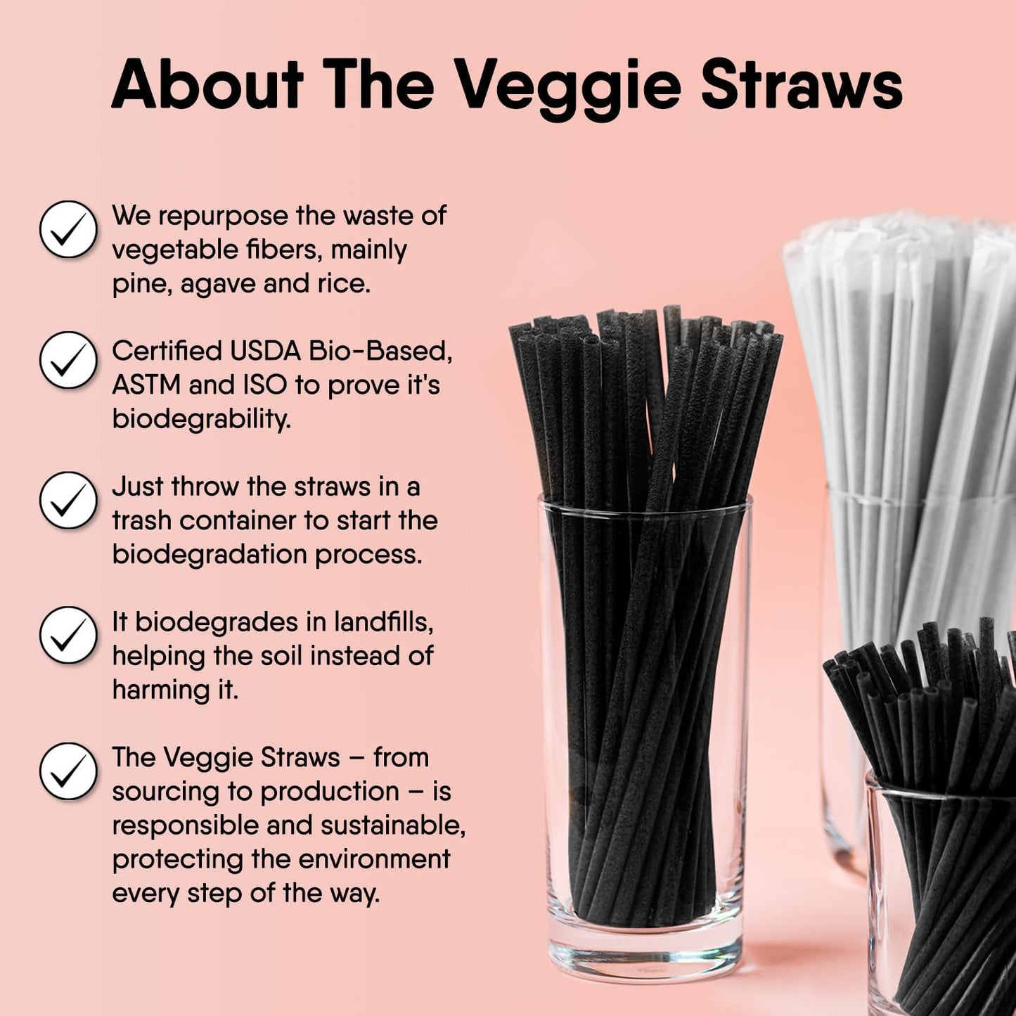 – 150 PCS of 4.75 Inches Unwrapped Black Biodegradable Drink Stirrers – Made of Vegetable Fibers, Best Cocktail Stirrers for Drinks of All Kinds