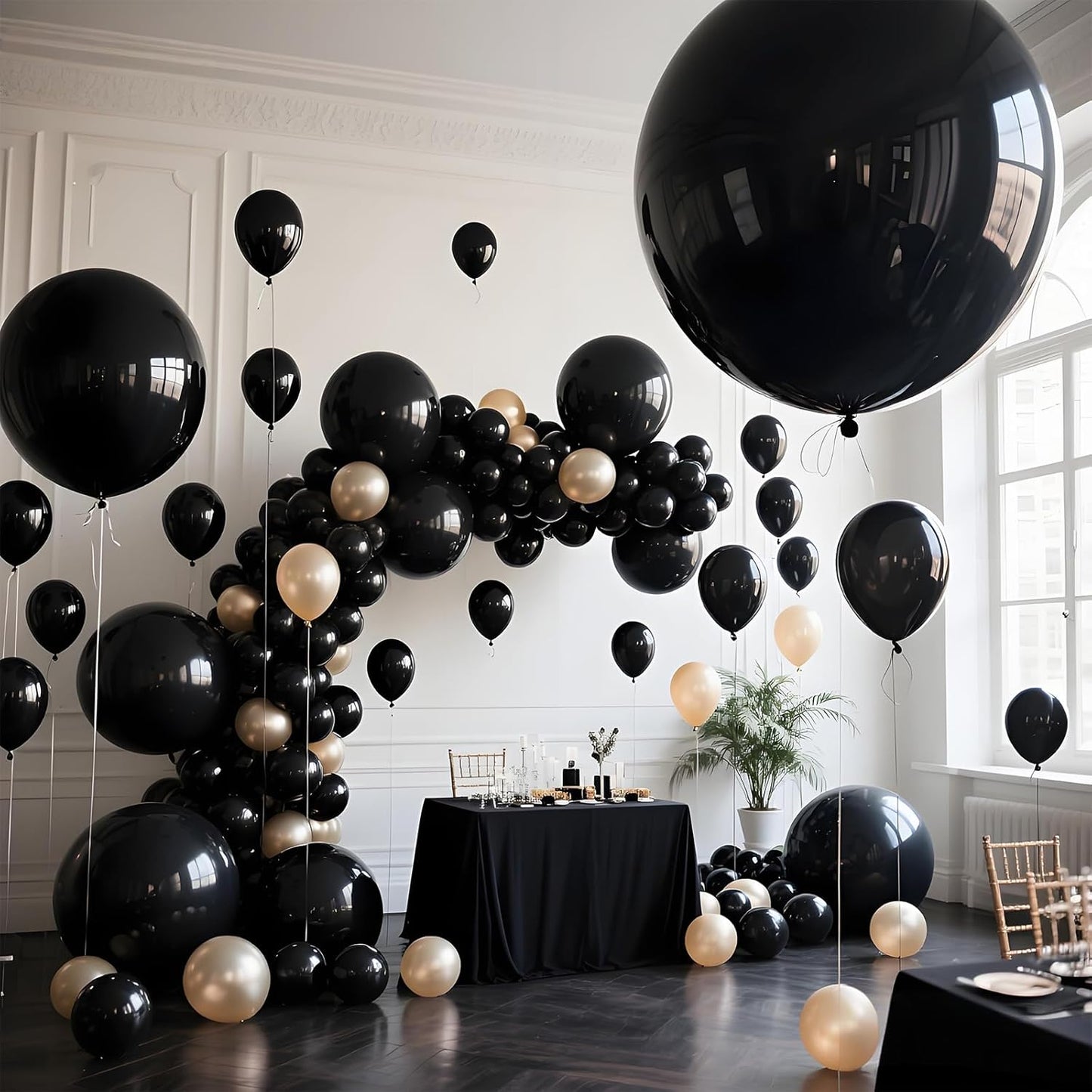 KAWKALSH Black Balloons 9pcs 36 Inch Extra Large Big Jumbo Giant Matte Black Latex Helium Balloons for Graduation Halloween New Year Anniversary Birthday Retirement Party Decorations