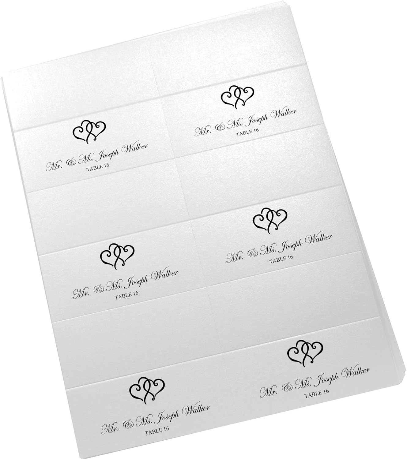 Linked Hearts Printable Place Cards, Black (Choose Color), Set of 150 (25 Sheets), Laser & Inkjet Printers - Wedding, Party, Dinner, and Special Events - Made in the USA