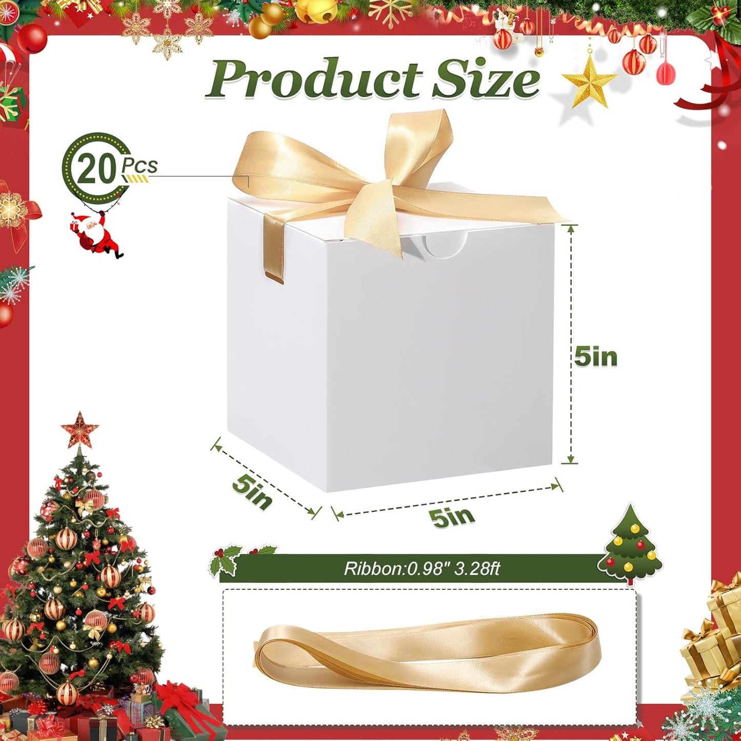 DOYIDE Small Gift Boxes, 20 Pack 5x5x5 Inch White Elegant Paper Boxes with Ribbons, Crafting, Christmas Gift Box Wedding Party Favor, Cupcake, Candy, Bridesmaids Proposal Box