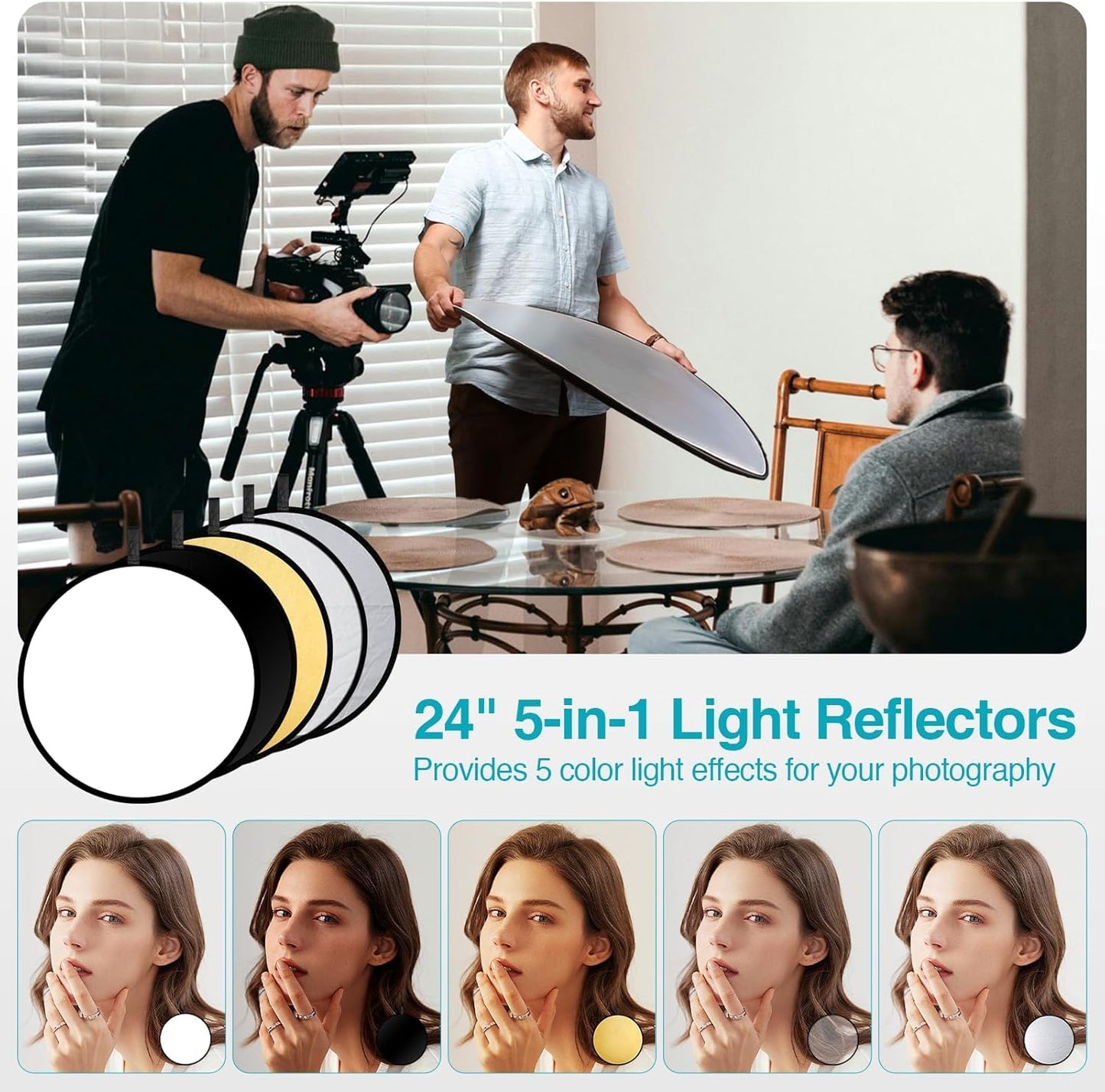 EMART 8.5 x 10 ft Backdrop Support System, Professional Photography Lighting Kit with 50W LED Bulb, Reflector, 6 * 9ft Backdrop *3, Umbrellas&Softbox Lighting Kit for Studio, Portrait, Video Shooting