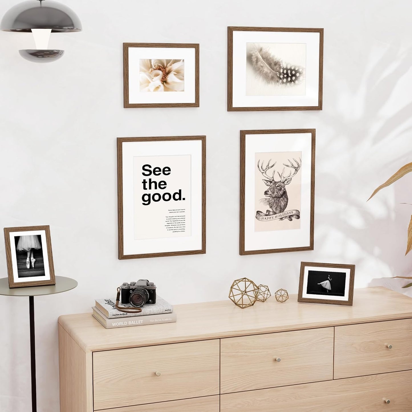 11x14 inch Picture Frame, 11x14 Photo Frames with 8x10 Removable Mat - High Definition Plexiglass - Vertical and Horizontal Display - Wall Hanging Frame - Walnut Color, 12 Pack