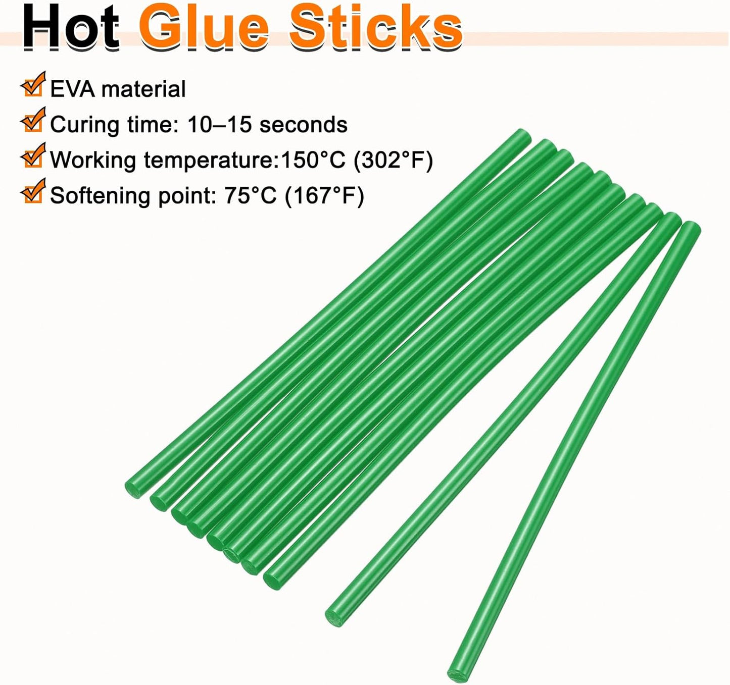 HARFINGTON 10pcs Hot Glue Sticks 0.28" Dia x 9.84" Long EVA Mini Hot Melt Adhesive Glue Stick for Hot Melt Gun Wood Plastic Glass Flowers Fabrics Foam, Deep Green