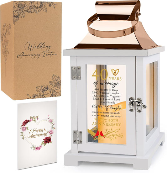 40th Wedding Anniversary Lantern 40th Anniversary Wedding Gifts for Couple Parents Husband Wife Grandparents, Happy 40th Anniversary Decoration