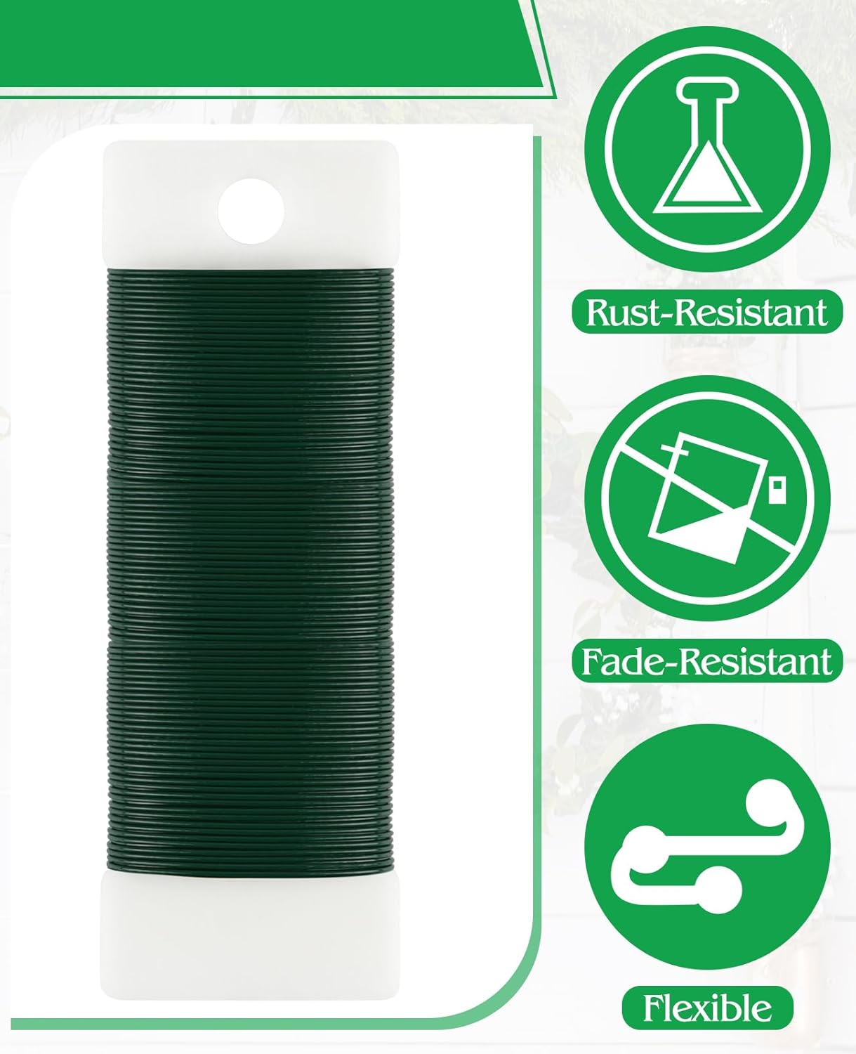 PLULON 4 Pack 122 Yards 22 Gauge Green Floral Wire with Wire Cutter, Ideal for Wreaths, Flower Arrangements, Gift Wrapping & DIY Crafts