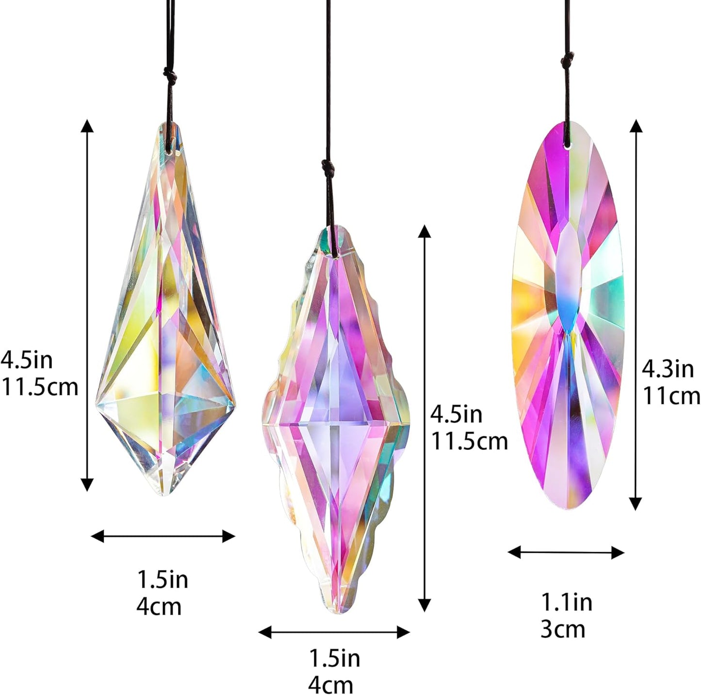 3 Pack 5'' Large Crystal Prisms Suncatchers for Windows,120mm AB Colors Hanging Sun Catchers with Glass Prisms, Rainbow Prisms Maker Suncatcher Pendant for Home Garden Decor