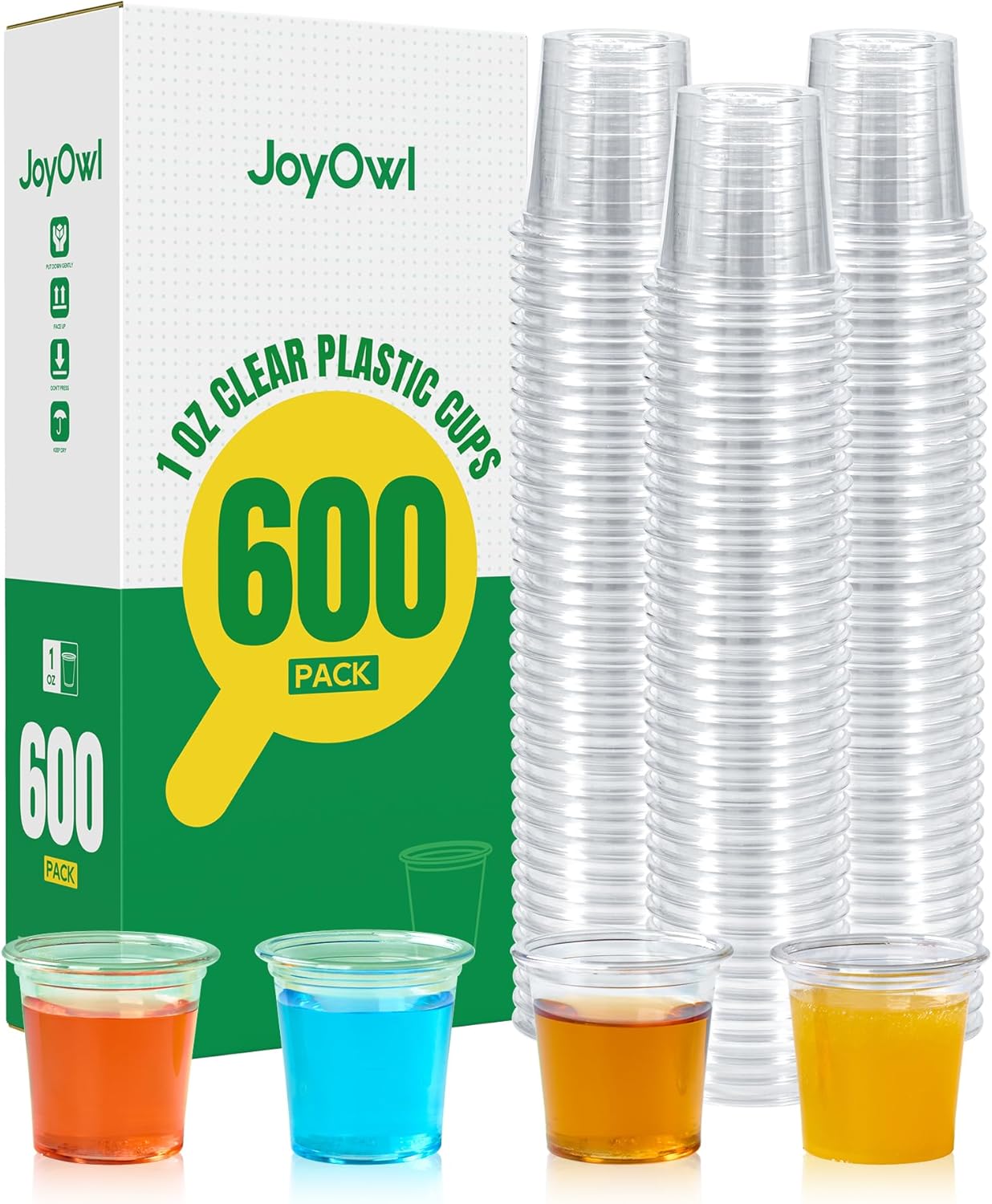 600 pack 1 OZ Plastic Shot Glasses, Mini Disposable Shot Cups for Party, Events, Whiskey and Wine Tasting