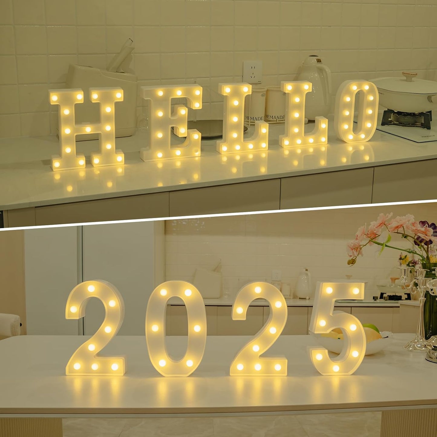 Foaky LED Letter Lights Sign Marquee Light Up Letters Sign for Night Light Wedding/Birthday Party Battery Powered Christmas Lamp Home Bar Decoration(C)