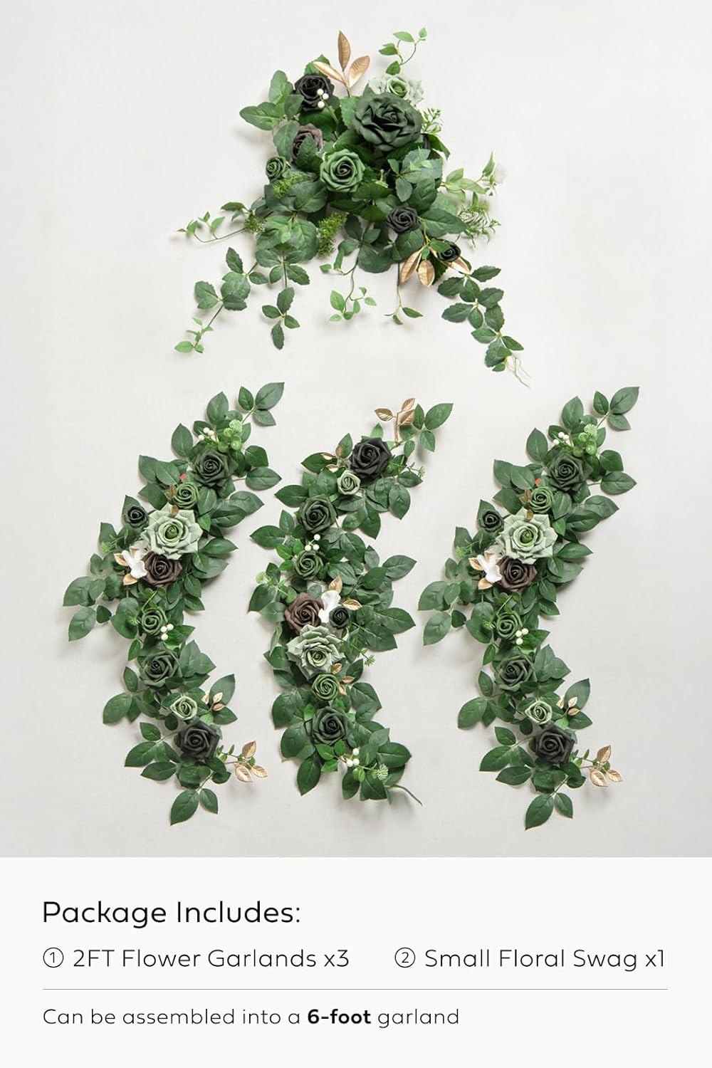 Ling's moment Eucalyptus Garland with Flowers 6FT，Table Runner with Flowers Marsala Mantle Decor Handcrafted Wedding Centerpieces for Rehearsal Dinner Bridal Shower | Red & White