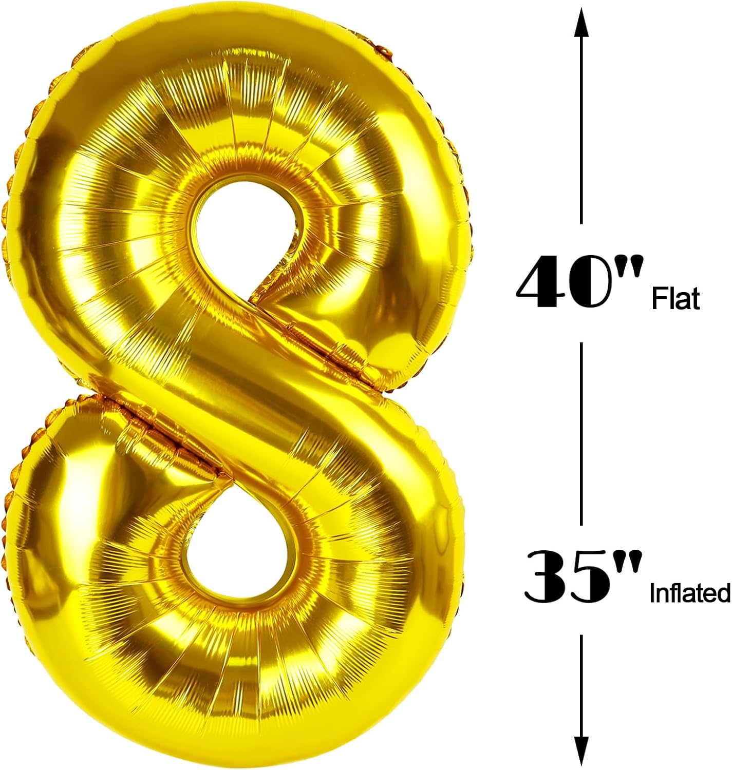 Gold Foil Number 8 Balloon 40 Inch, Helium Mylar Eight Number 8 18 28 38 48 58 88 Birthday Balloons, 8th Gold Women Men Wedding Anniversary, Graduations Party Supplies