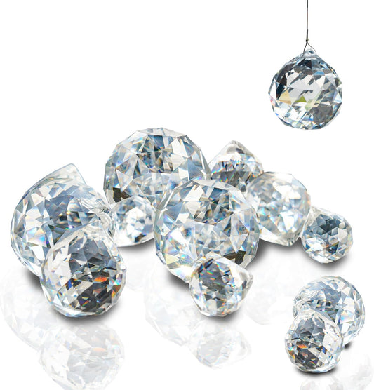 20mm/30mm/40mm Clear Crystal Balls Prism Sun Catcher for DIY Home Garden Wedding Party Decor, Pack of 13