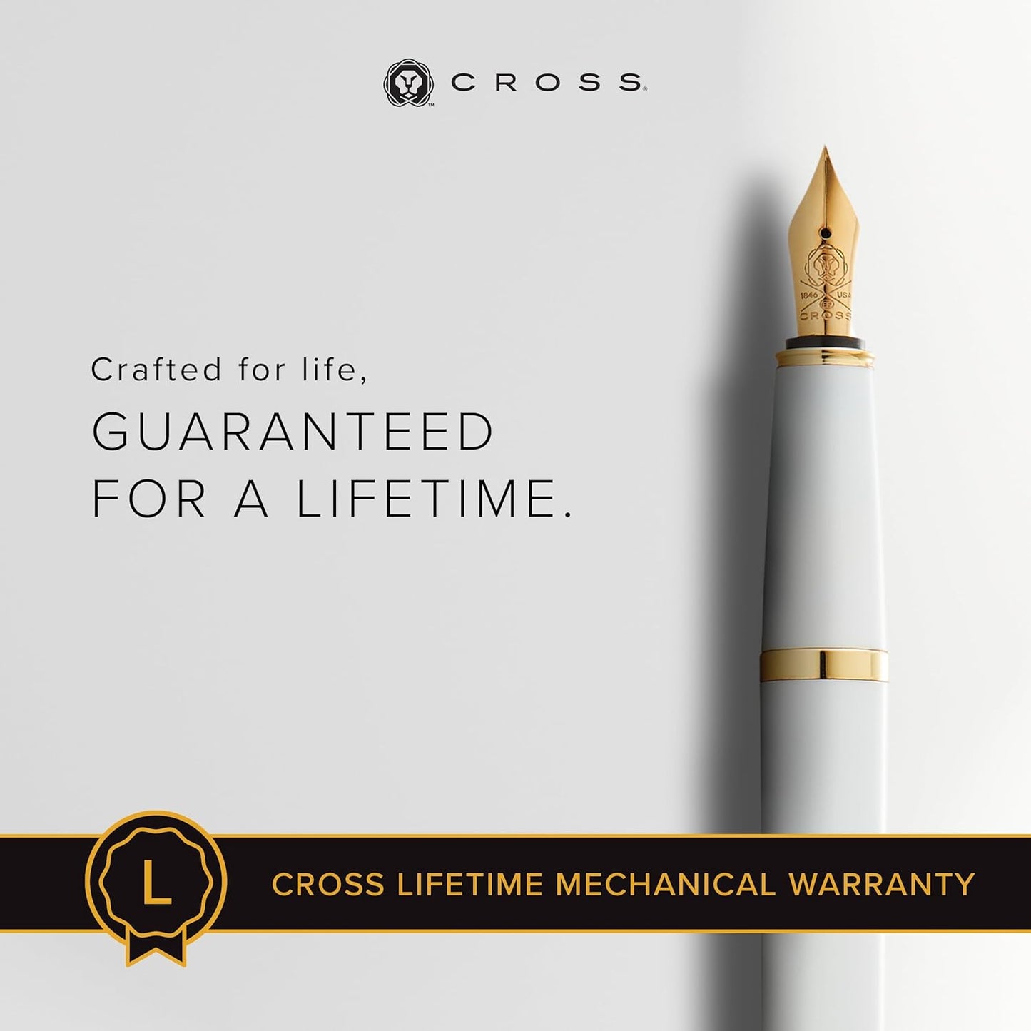 Cross Bailey Light Polished White Resin and Gold Tone Fine Nib Fountain Pen