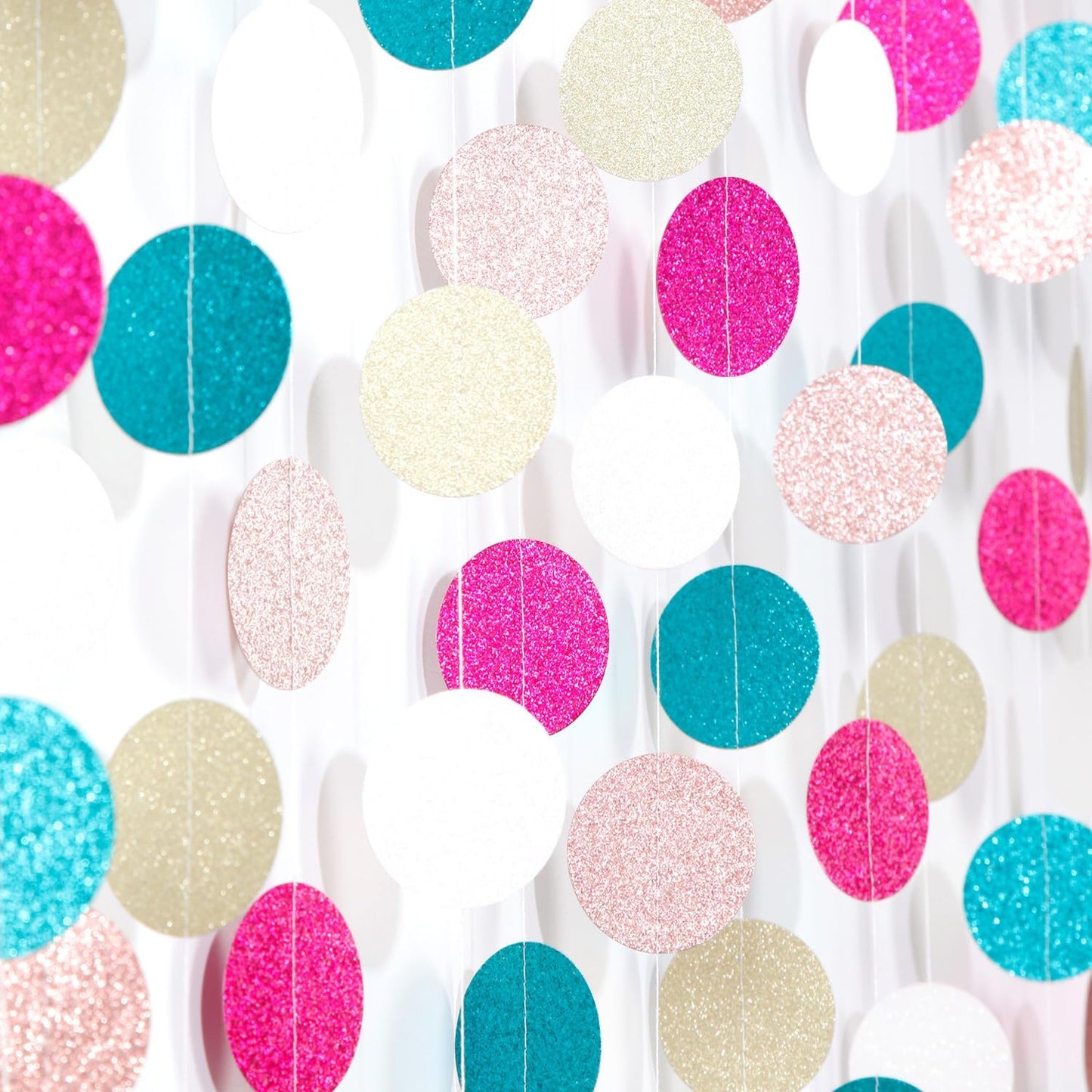 Teal Rose-Gold Champagne Party-Decorations Streamers - 52Ft Popular Girls Birthday Hanging Paper Garland Banner,Baby Bridal Shower Music Wedding Bachelorette Engagement Disco Supplies Decor Hugtmr