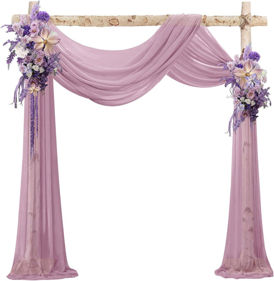 VOK Wedding Arch Draping Fabric Chiffon Fabric, 29in x 18Ft Sheer Chiffon Outdoor Curtain for Wedding Ceremony Birthday Party Decoration (Dusty Rose,1 Panel)
