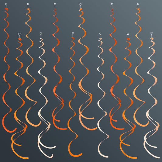 36Pcs Orange Hanging Swirl Decorations Ombre Orange Felt Swirl Streamer Spiral Ceiling Garland for Fall Autumn Harvest Thanksgiving Birthday Wedding Baby Shower Bachelorette Party Supplies