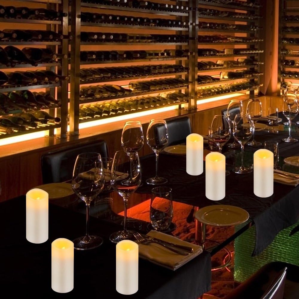 Vinkor Flameless Candles Battery Operated Candles Real Wax Pillar LED Candles with 10-Key Remote and Cycling 24 Hours Timer (Ivory Set of 12 （D2.2 X H 5"）)