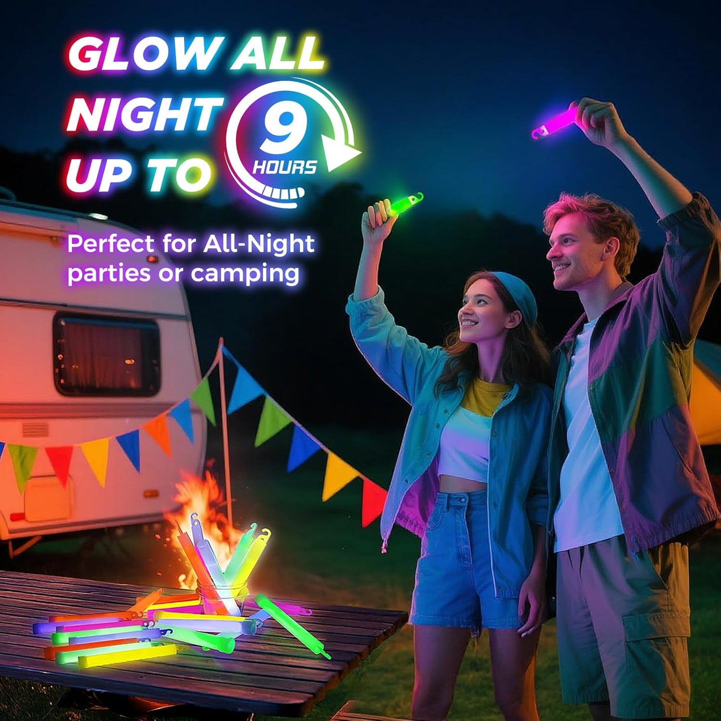 105 Pcs Glow Sticks - 4 inch Glow In the Dark Sticks Halloween Party Favors, Waterproof Glow Sticks Lights Bulk Party Pack for Kids with 9 Hours Duration, Party Favors Light Stick for Halloween Party