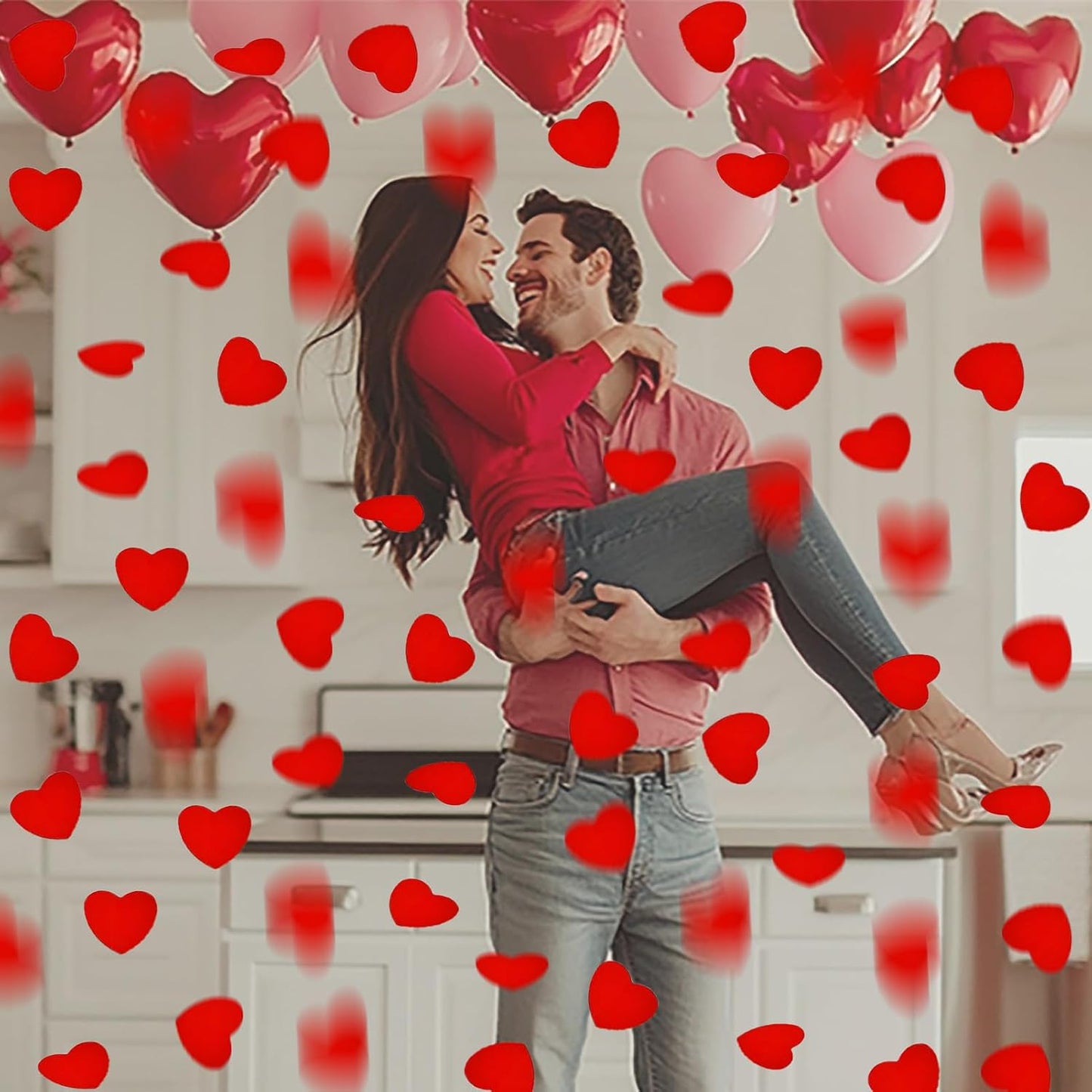 Red Heart Confetti – Shiny Foil Heart Table Scatter for Romantic Party Decorations, Wedding, Valentine's Day, Anniversary, Proposal & Love Celebrations Party Supplies 1200PCS