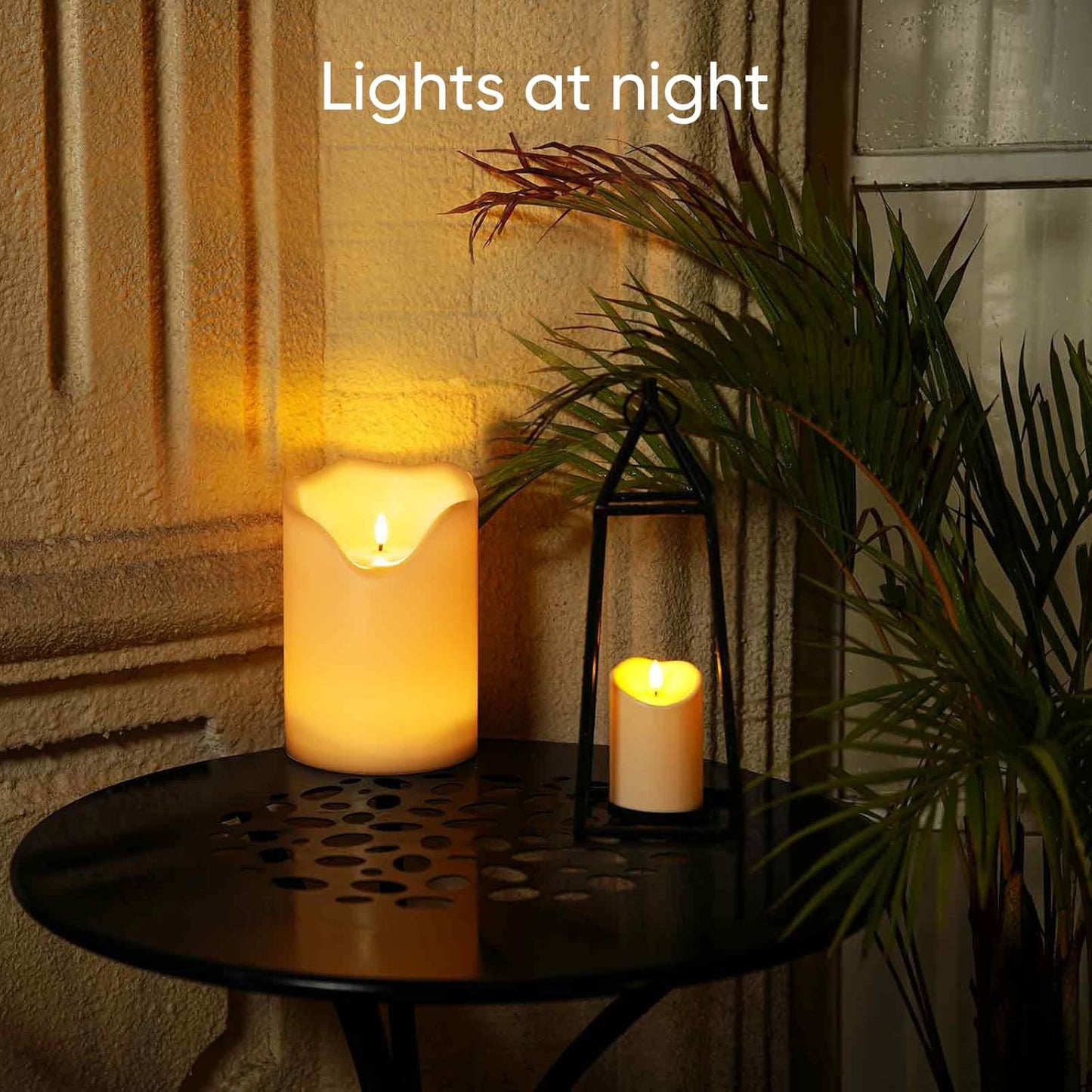 Homemory 6.3" x 8" Extra Large Outdoor Waterproof Candle with Auto 6-Hour Timer, Big Flameless Candle, Extra Wide and Tall Pillar Candle Battery Operated, White Plastic Made, Long Last for Months