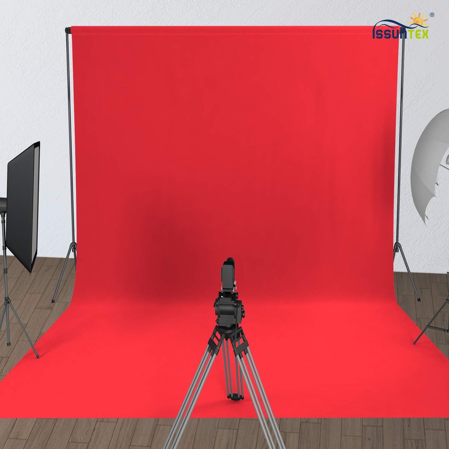 ISSUNTEX 6X9 ft Background Muslin Backdrop, Photo Studio, Collapsible High Density Screen for Video Photography and Television-Red
