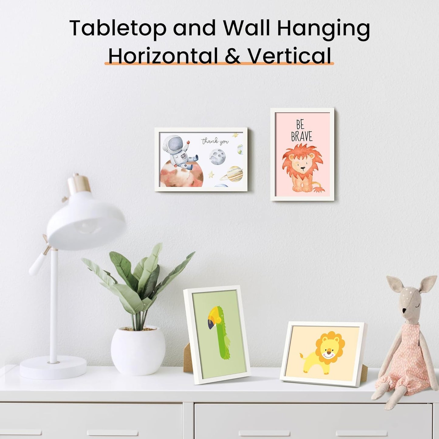 upsimples 4x6 Picture Frame Set of 3, Made of High Definition Glass for 4 x 6, Wall and Tabletop Display Thin Border Photo Frames for Home Decor, White