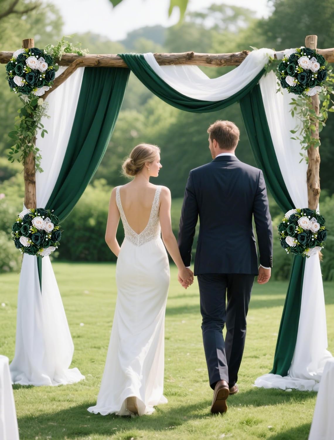 BLOSMON Green Flowers Artificial for Weddings: 10 Pcs Fake Rose Flower Balls for Table Decorations - Fake Silk Kissing Bouquet Floral Arrangement for Home Party Event Decoration